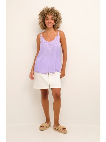 Cream Jersey-Top ärmellos CRANNA A-shape in Purple Rose