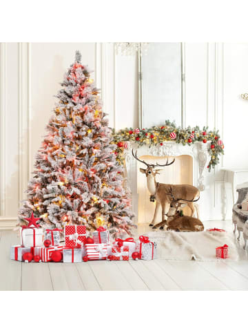 COSTWAY 210 cm Künstlicher Weihnachtsbaum mit Beleuchtung in Weiß