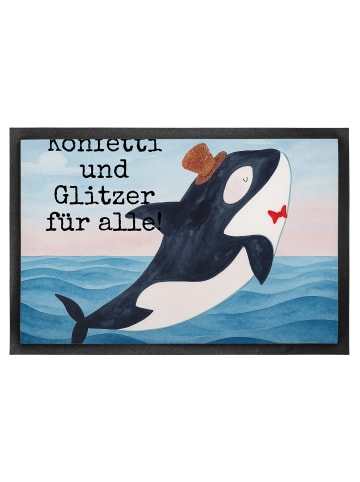 Mr. & Mrs. Panda fußmatte Orca Zylinder Design mit Spruch in Weiß