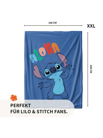 MTOnlinehandel Decke / Fleecedecke "Disney's Lilo & Stitch, Aloha" in Blau	