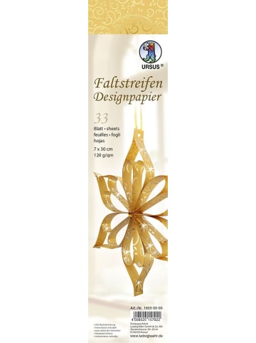 Buntpapierfabrik Ludwig Bähr Faltstreifen Designpapier 120g/qm 7x30cm 33 Blatt Goldranken