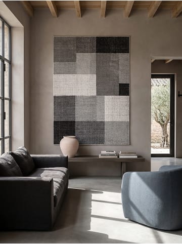 KADIMA DESIGN Teppich Kurzflor Patchwork pflegeleicht Wohnzimmer Esszimmer in Grau