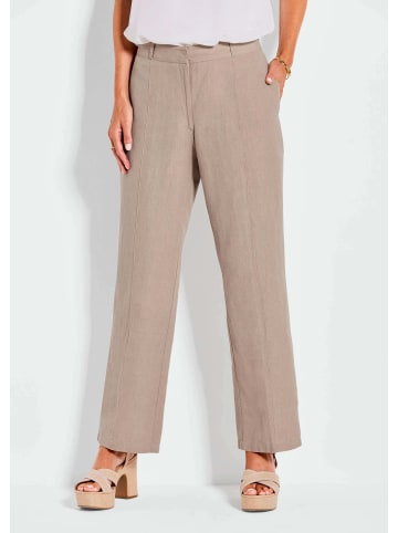 GOLDNER Kurzgröße:  Sommerhose VERA mit weitem Bein in beige