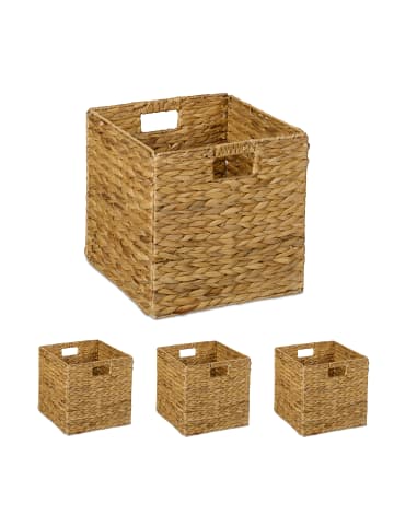relaxdays 4 x Aufbewahrungskorb in Natur - (B)30 x (H)30 x (T)30 cm