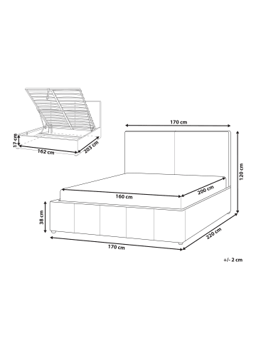 Beliani Doppelbett CASTELNAVET in Beige/Schwarz - (W) 170 x (H) 120 x (L) 220 cm