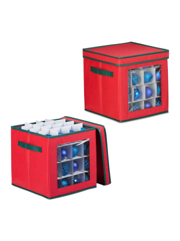 relaxdays 2 x Weihnachtskugel-Aufbewahrungsbox in Rot/ Grün - (B)32 x (H)33 x (T)32 cm