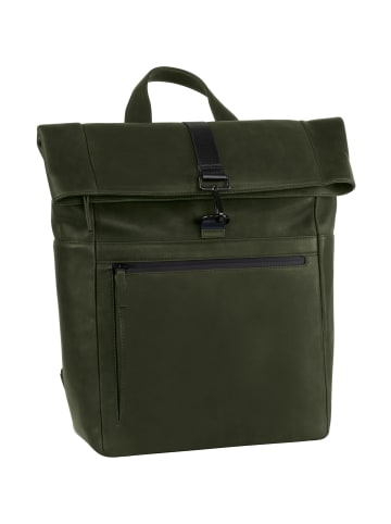 Leonhard Heyden Den Haag Rucksack Leder 40 cm Laptopfach oliv