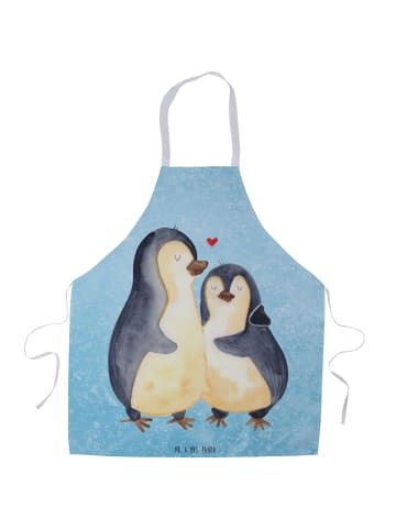 Mr. & Mrs. Panda Schürze Pinguin umarmen ohne Spruch in Eisblau