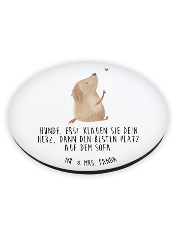 Mr. & Mrs. Panda Rund Magnet Hund Liebe mit Spruch in Weiß
