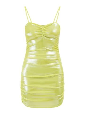 faina Damen Strick Trägerkleid Mini in Limette Metallisch