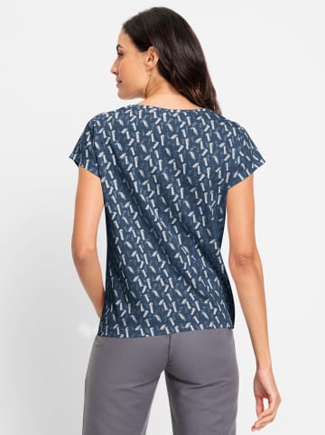 WITT WEIDEN Rundhals-Shirt in dunkelblau-ecru-bedruckt