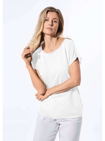 GOLDNER Kurzgröße:  Shirt in Leinenoptik in weiß