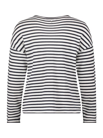 BETTY & CO Strickpullover mit U-Boot-Ausschnitt in Weiß/Dunkelblau