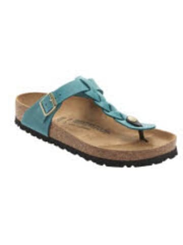 Birkenstock Damen Pantoletten Gizeh Braided LEOI Biscay Bay in Blau