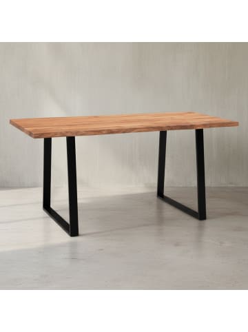 KADIMA DESIGN Esstisch Massivholz Industrial-Look, Naturkante