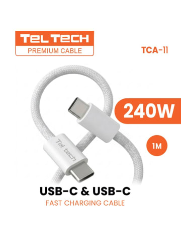 Wisam Teltech Pd Kabel E-Marker geflochten USB-C - USB-C 240W 1m weiß TCA-11