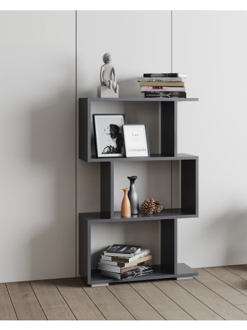 VCM  Holz Raumteiler Stand Regal Deko Bücher Palusa M in Anthrazit