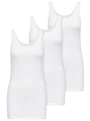 ONLY 3er-Set New Long Tank Top in Weiß (White)