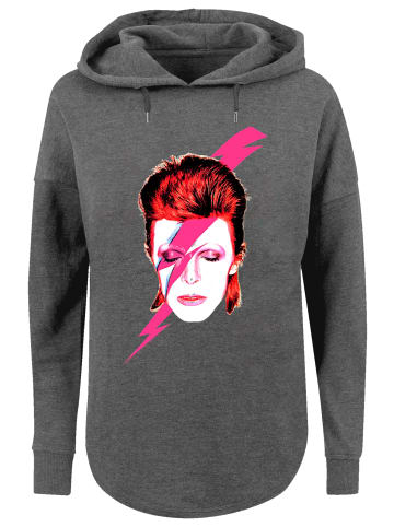 F4NT4STIC Oversized Hoodie David Bowie Aladdin Sane Lightning Bolt in charcoal