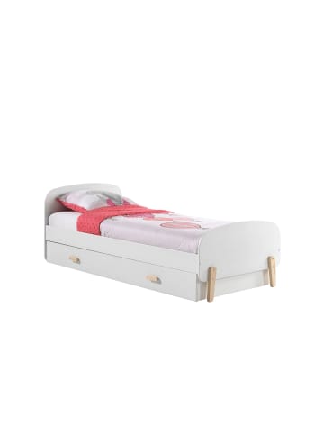 58 aufm Kessel EINZELBETT Karilynn 206x73x95 aus MDF+Massivholz in Weiß