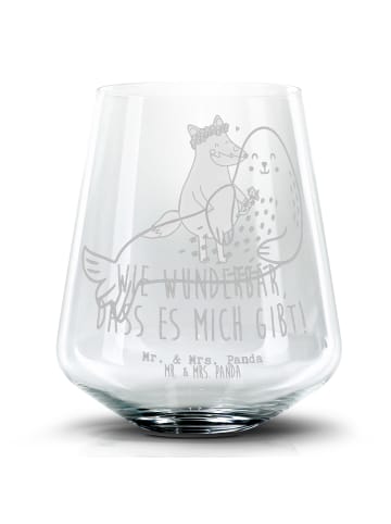 Mr. & Mrs. Panda Blümchentail Glas Robbe Lachen ohne Spruch in Transparent