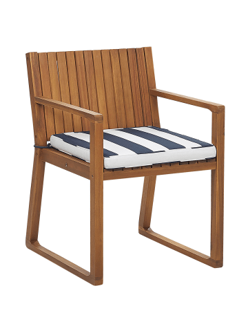 Beliani Gartenstuhl SASSARI in Braun/Weiß/Blau - (W) 54 x (H) 80 x (L) 59 cm