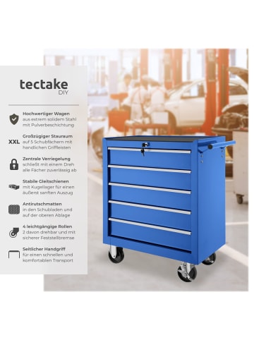 tectake Werkstattwagen, Belastbarkeit 150 kg, zentrale Sicherheitsverriegelung