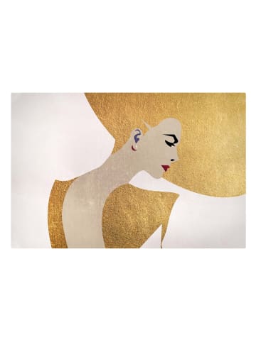 WALLART Leinwandbild - Dame mit Hut in Gold in Gold