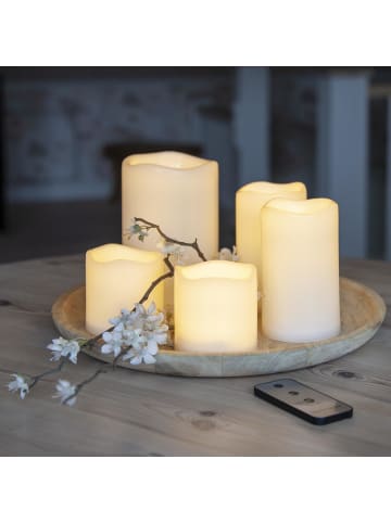 STAR Trading LED Stumpenkerzen Paul mit Fernbedienung, outdoor, naturweiß, 5er Se