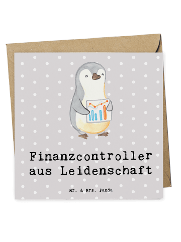 Mr. & Mrs. Panda Deluxe Karte Finanzcontroller Leidenschaft mit ... in Grau Pastell