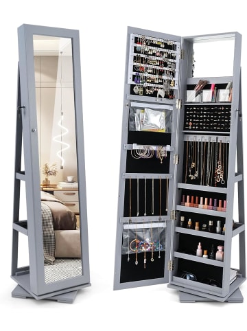 COSTWAY Schmuckaufbewahrung in Grau