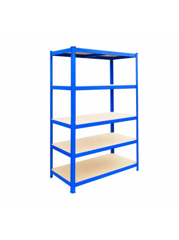 relaxdays Schwerlastregal in Blau/ Braun - (B)100 x (H)200 x (T)60 cm