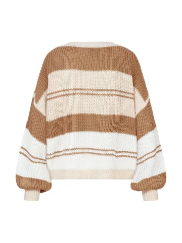 Cloud5ive Cloud5ive Gestrickter Rundhalsausschnitt in beige camel brown