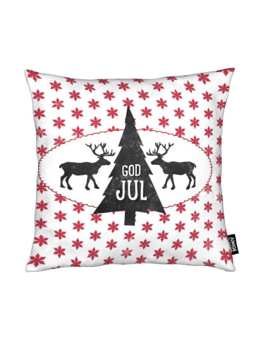 Juniqe Kissen "God Jul" in Rot & Schwarz