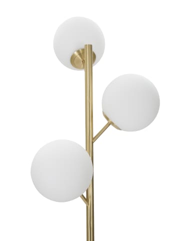 Mauro Ferretti Goldene Stehlampe aus Metall mit 3 weißen Glaskugeln, Ø 36 x 160 cm