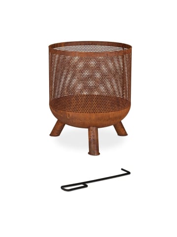 relaxdays Feuerkorb in Braun - (H)53 x Ø 44 cm