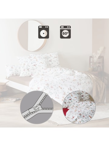 REDBEST Seersucker Bettwäsche in braun-rosenholz-grün-weiß