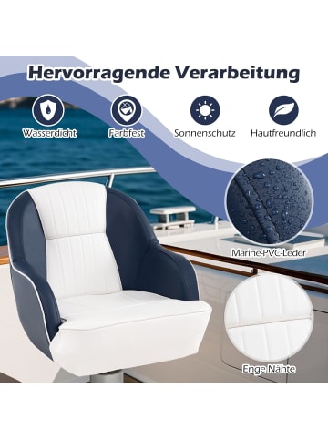 COSTWAY Bootssitz PVC-Leder mit Armlehnen in Blau