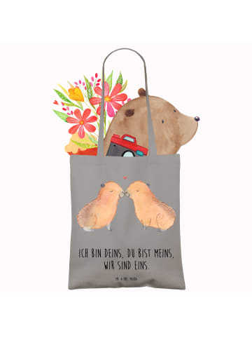 Mr. & Mrs. Panda Tote Bag Capybara Liebe mit Spruch in Light Grey