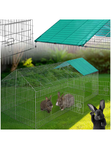 tectake Tierauslauf, 180 x 75 x 75 cm, aus 12 Gitterelementen, 2 Türen