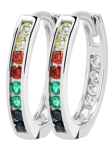 Adeliás Damen Ohrringe – Klappcreole aus 333 Gold mit Zirkonia in silber