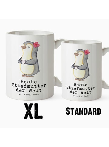 Mr. & Mrs. Panda Steinguttasse Pinguin Beste Stiefmutter der Wel... in Weiß