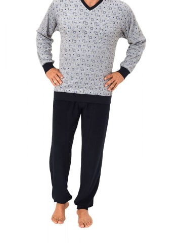 NORMANN Frottee Schlafanzug Pyjama lang Bündchen erhätlich - 52228 in Grau