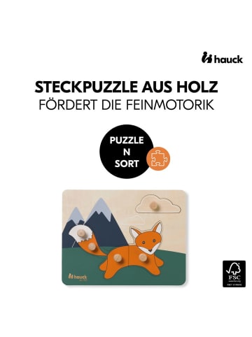 Hauck Holz Steckpuzzle für Baby (ab 1 Jahr) - Fox in bunt