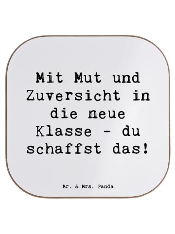Mr. & Mrs. Panda Untersetzer Spruch Erster Schultag Mut und Zuve... in Weiß
