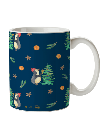 Mr. & Mrs. Panda Tasse Pinguin Weihnachtsbaum ohne Spruch in Blau