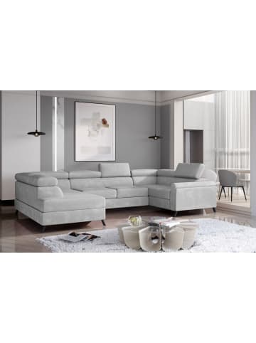 MF Design Esco Recamiere Links in Hellgrau -  (L) 200 x (B) 336 x (H) 92 cm