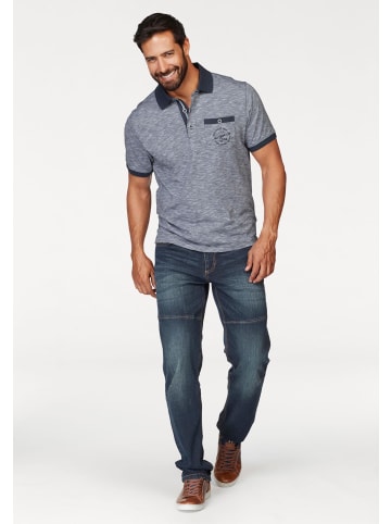 Man's World Poloshirt in blau-meliert