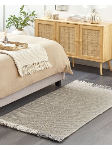 Beliani Geflochtener Teppich TEKELER in Grau - (W) 80 x (H) 1.5 x (L) 150 cm