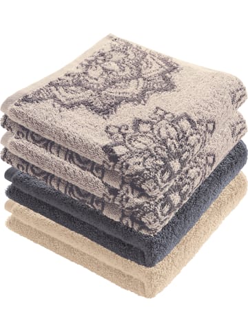 Erwin Müller Frottier, Jacquard Handtuch 4er-Pack Bühl in beige/grau